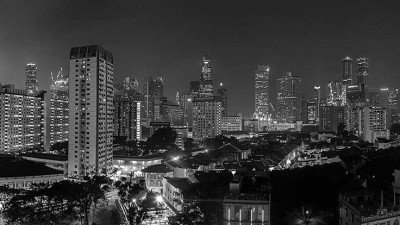 City Landscape, black and white, night photography, urban landscape